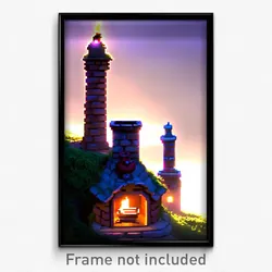 Pixel Art Poster - Enchanted Chimney (8 Bit Psychedelic Trippy Video Game Print)