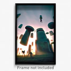 Pixel Art Poster - Flying Henge (8 Bit Psychedelic Trippy Video Game Print)