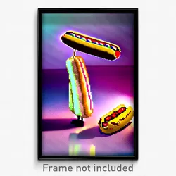 Pixel Art Poster - Big Hot Dog (8 Bit Psychedelic Trippy Weird Video Game Print)