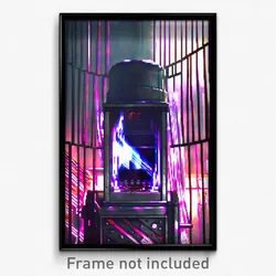 Pixel Art Poster - Wire Frame Glitchy Furnace (8 Bit Video Game Print)