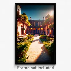 Pixel Art Poster - Imaginative Courtyard (8 Bit Psychedelic Video Game Print)