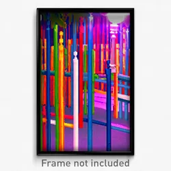 Pixel Art Poster - Colorful Stockade (8 Bit Psychedelic Trippy Video Game Print)