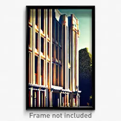 Pixel Art Poster - Musty American Architecture (8 Bit Video Game Print)