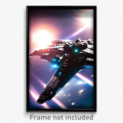 Pixel Art Poster - Pristine Spaceship (8 Bit Psychedelic Video Game Print)