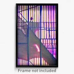Pixel Art Poster - Wire Frame Dream (8 Bit Psychedelic Trippy Video Game Print)
