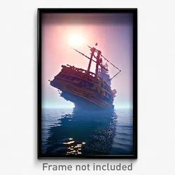 Pixel Art Poster - Puny Shipwreck (8 Bit Psychedelic Trippy Video Game Print)