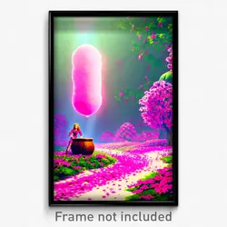 Pixel Art Poster - Pink Glade (8 Bit Psychedelic Trippy Weird Video Game Print)