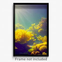 Pixel Art Poster - Yellow Coral Reef (8 Bit Psychedelic Trippy Video Game Print)