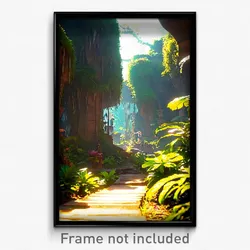 Pixel Art Poster - Quaint Jungle (8 Bit Psychedelic Trippy Video Game Print)