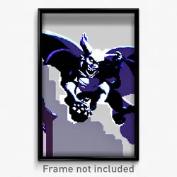 Pixel Art Poster - Animated Gargoyle (8 Bit Psychedelic Trippy Video Game Print)