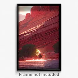 Pixel Art Poster - Red Rock (8 Bit Psychedelic Trippy Weird Video Game Print)