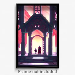 Pixel Art Poster - Faraway Nunnery (8 Bit Psychedelic Trippy Video Game Print)