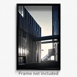 Pixel Art Poster - Colorless Modern Architecture (8 Bit Video Game Print)