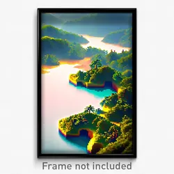 Pixel Art Poster - Flickering Archipelago (8 Bit Psychedelic Video Game Print)