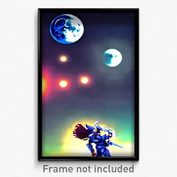 Pixel Art Poster - Zany Moon Battle (8 Bit Psychedelic Trippy Video Game Print)