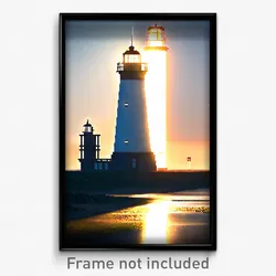 Pixel Art Poster - Striking Lighthouse (8 Bit Psychedelic Video Game Print)