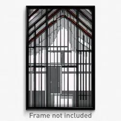 Pixel Art Poster - Digital Wire Frame Longhouse (8 Bit Video Game Print)
