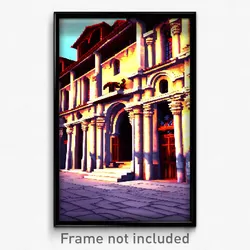 Pixel Art Poster - Nice Monastery (8 Bit Psychedelic Trippy Video Game Print)