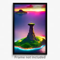 Pixel Art Poster - Giant Island (8 Bit Psychedelic Trippy Video Game Print)