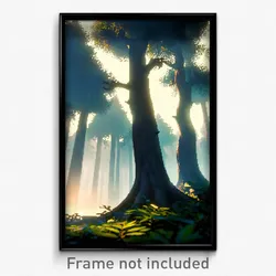 Pixel Art Poster - Haunting Forest (8 Bit Psychedelic Trippy Video Game Print)