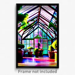 Pixel Art Poster - Fancy Greenhouse (8 Bit Psychedelic Trippy Video Game Print)