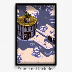 Pixel Art Poster - Warlike Outpost (8 Bit Psychedelic Trippy Video Game Print)