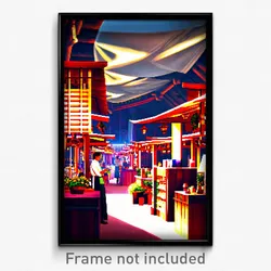 Pixel Art Poster - Wonderful Marketplace (8 Bit Psychedelic Video Game Print)