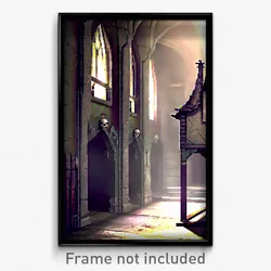 Pixel Art Poster - Creepy Nunnery (8 Bit Psychedelic Trippy Video Game Print)