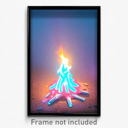 Pixel Art Poster - Light Blue Bonfire (8 Bit Psychedelic Video Game Print)