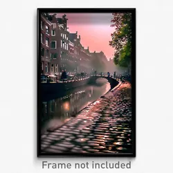 Pixel Art Poster - Nocturnal Amsterdam (8 Bit Psychedelic Video Game Print)