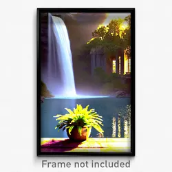 Pixel Art Poster - Extra Large Waterfall (8 Bit Psychedelic Video Game Print)
