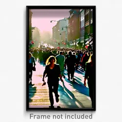 Pixel Art Poster - Crowded Street (8 Bit Psychedelic Trippy Video Game Print)