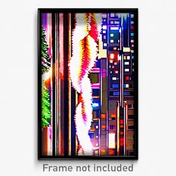 Pixel Art Poster - Urban Christmas (8 Bit Psychedelic Trippy Video Game Print)