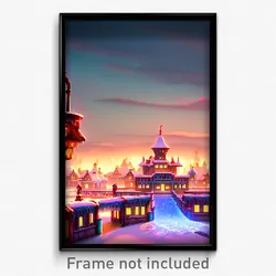 Pixel Art Poster - Frozen Exotic Town (8 Bit Psychedelic Video Game Print)