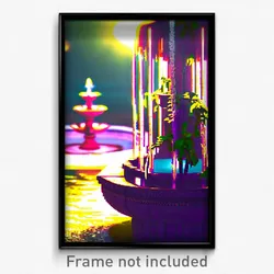 Pixel Art Poster - Tiny Fountain (8 Bit Psychedelic Trippy Video Game Print)