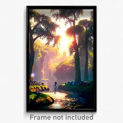 Pixel Art Poster - Bustling Glade (8 Bit Psychedelic Trippy Video Game Print)