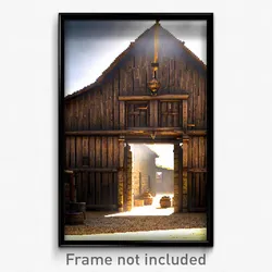 Pixel Art Poster - Ancient Barn (8 Bit Psychedelic Trippy Video Game Print)