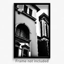 Pixel Art Poster - Black And White Italian Architecture (8 Bit Video Game Print)