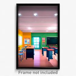 Pixel Art Poster - Tidy Classroom (8 Bit Psychedelic Trippy Video Game Print)