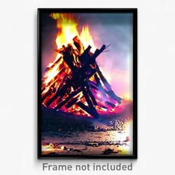 Pixel Art Poster - Unknown Bonfire (8 Bit Psychedelic Trippy Video Game Print)