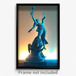 Pixel Art Poster - Warped Statue (8 Bit Psychedelic Trippy Video Game Print)