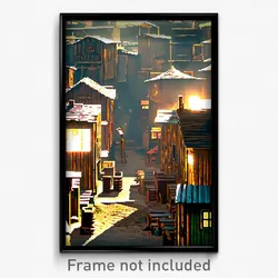 Pixel Art Poster - Aged Shantytown (8 Bit Psychedelic Trippy Video Game Print)