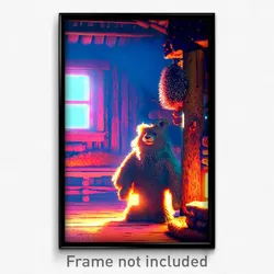Pixel Art Poster - Fluffy Cabin (8 Bit Psychedelic Trippy Video Game Print)