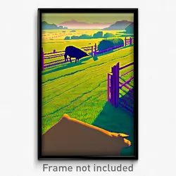 Pixel Art Poster - Animated Pasture (8 Bit Psychedelic Trippy Video Game Print)