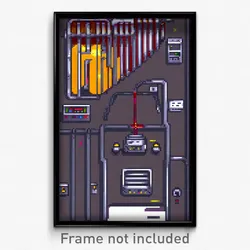 Pixel Art Poster - Digital Wire Frame Brewery (8 Bit Video Game Print)