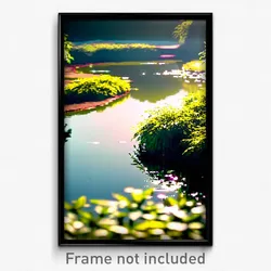Pixel Art Poster - Cool Pond (8 Bit Psychedelic Trippy Weird Video Game Print)