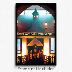 Pixel Art Poster - Beloved Cathouse (8 Bit Psychedelic Trippy Video Game Print)