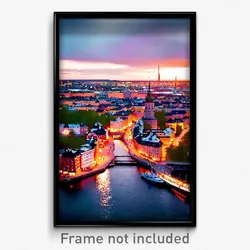 Pixel Art Poster - Marvelous Swedish City (8 Bit Psychedelic Video Game Print)