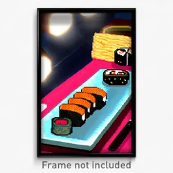 Pixel Art Poster - Bronze Sushi (8 Bit Psychedelic Trippy Video Game Print)