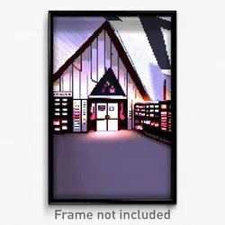 Pixel Art Poster - Triangular Vinyl Store (8 Bit Psychedelic Video Game Print)